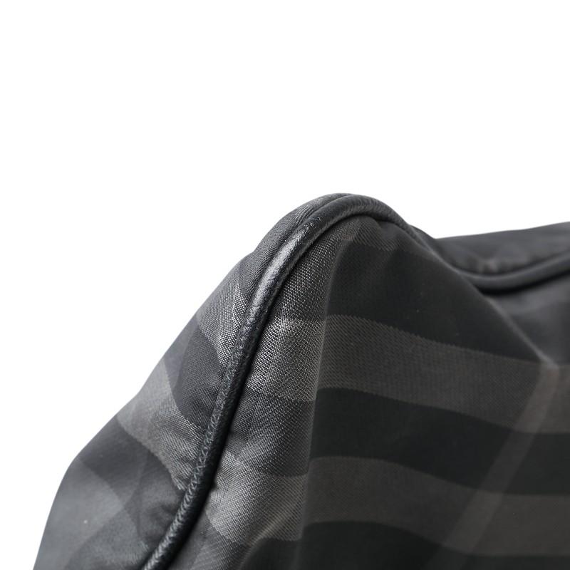 バーバリー チェック ロゴプレート ショルダーバッグ ブラック ナイロン レザー レディース BURBERRY 【中古】 バーバリー チェック ロゴプレート ショルダーバッグ ブラック