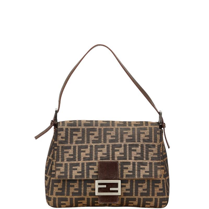 フェンディ ズッカ マンマバケット ハンドバッグ ブラウン　シルバー金具 FENDI（フェンディ） マンマバケット ブラウン シルバー金具