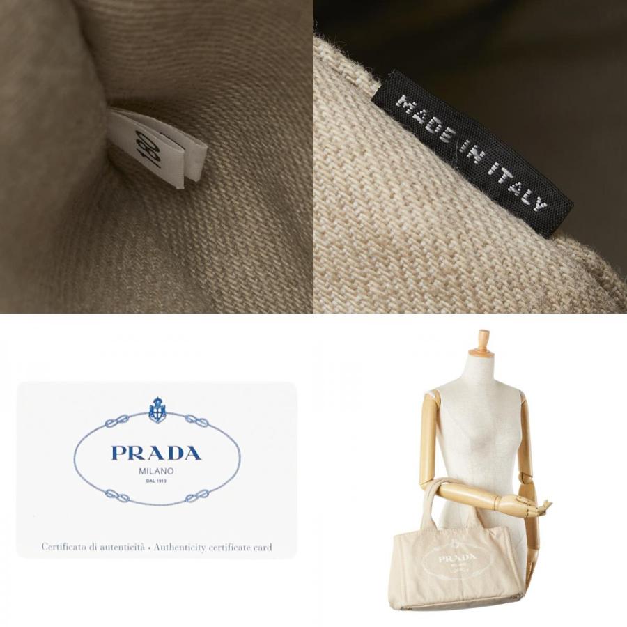 PRADA プラダ 三角ロゴプレート カナパM ハンドバッグ B1877B ベージュ  
