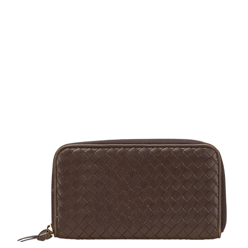 【美品】ボッテガヴェネタ　イントレチャート　ダークブラウン　長財布　財布　レザー BOTTEGA VENETA ボッテガヴェネタ 長財布 イントレチャート
