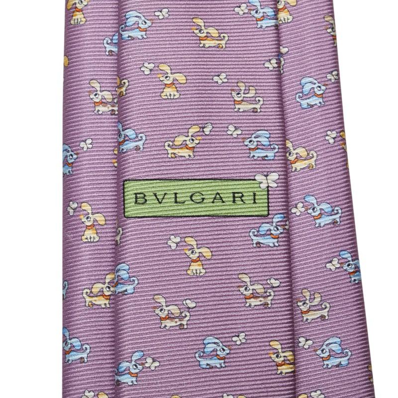 ブルガリ ドッグ シルク ネクタイ ブルガリ 犬 ドッグ ネクタイ パープル マルチカラー シルク