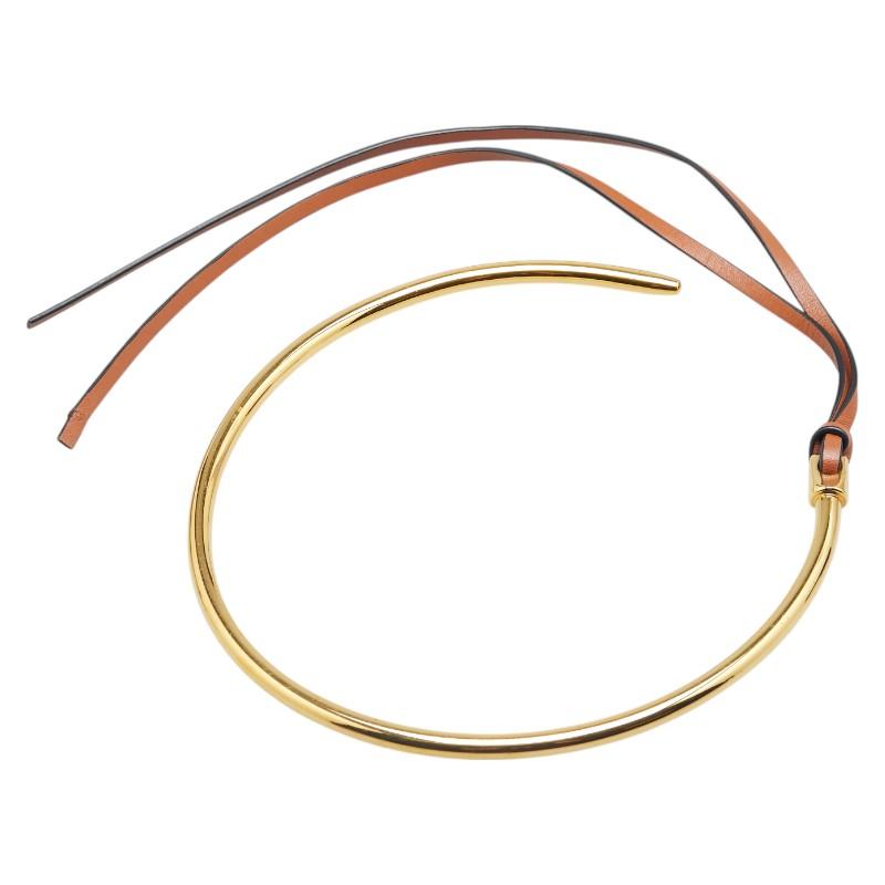 LOEWE ロエベ チョーカー ゴールド メッキ レザー レディース