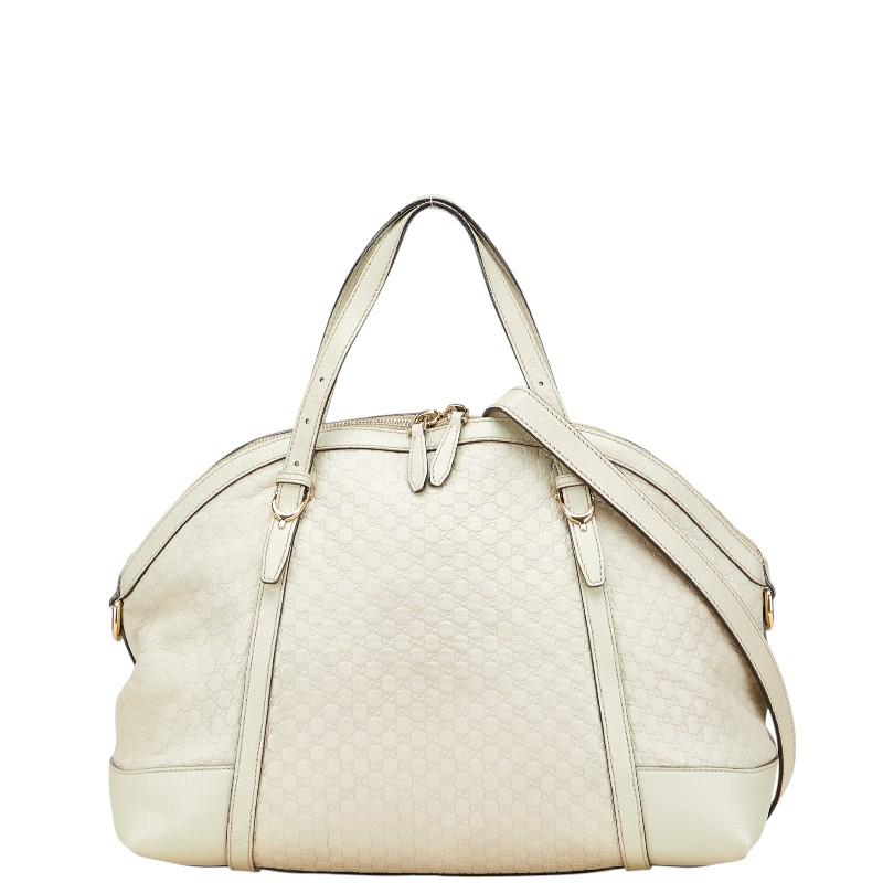 グッチ マイクログッチシマ ハンドバッグ ショルダーバッグ 2WAY 309614 アイボリー ホワイト レザー レディース GUCCI 【中古】 グッチ マイクログッチシマ ハンドバッグ ショルダーバッグ 2WAY