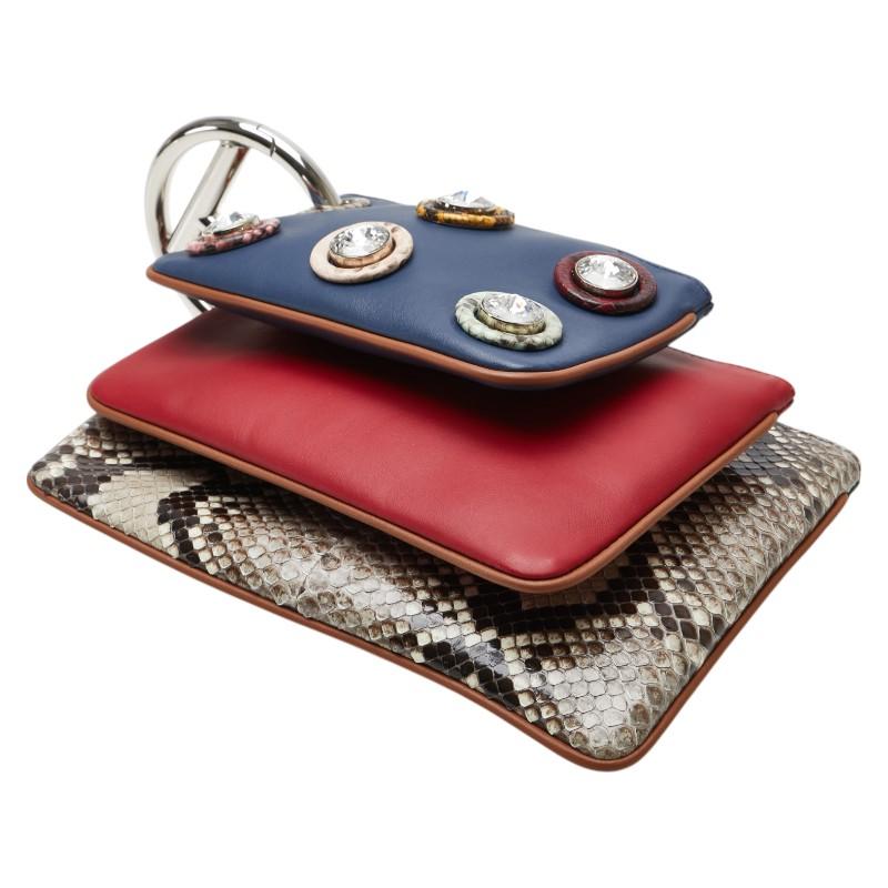 FENDI（フェンディ） トリプレット ポーチ 8BS001 レッド ブルー