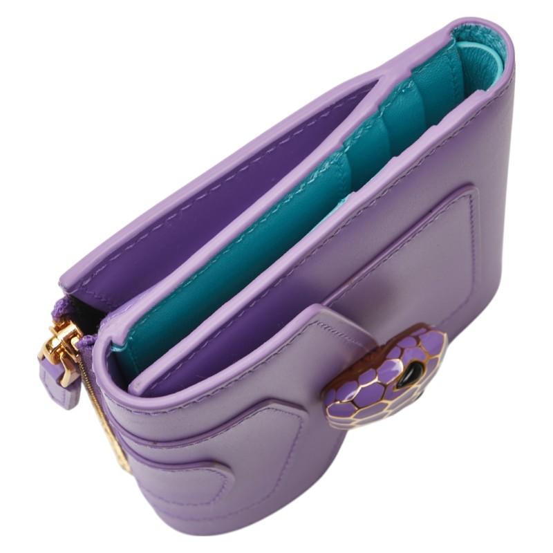 BVLGARI ブルガリ セルペンティ 二つ折り財布 パープル レザー  