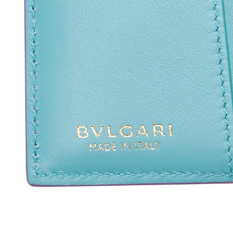 BVLGARI ブルー 折り財布 セルペンティ ブルガリ セルペンティ 二つ折り財布 パープル レザー レディース