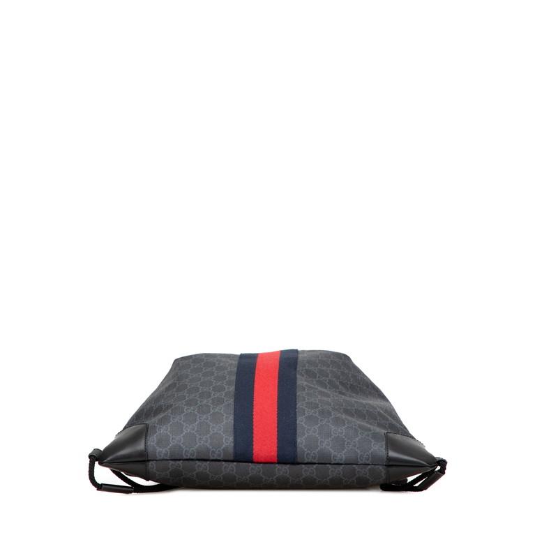 グッチ　ボディバッグ　GG柄　GGスプリーム　シェリーライン　PVCレザー　黒 GUCCI - グッチ ボディバッグ GGスプリーム シェリーライン GG柄 PVC