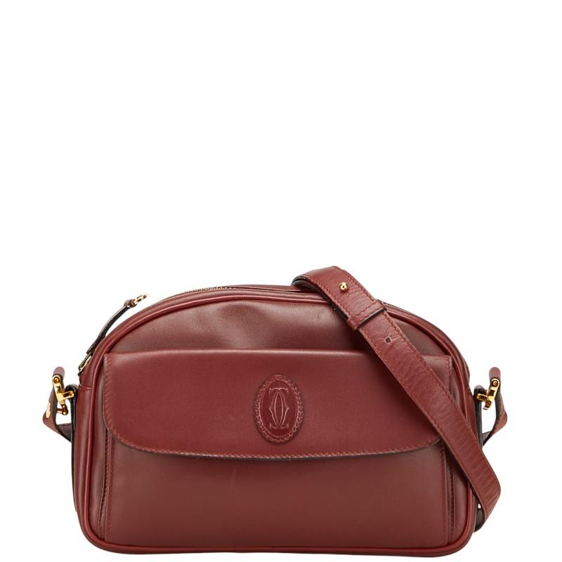 【美品】Cartier カルティエ マストライン ショルダーバッグ レザー  ギャランティー付き カラー: ボルドー  バッグ Cartier（カルティエ） マストライン ショルダーバッグ ワインレッド