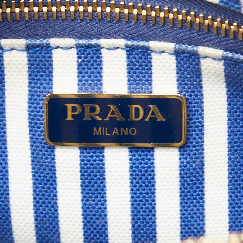 PRADA プラダ カナパ ポーチ ブルー キャンバス レディース