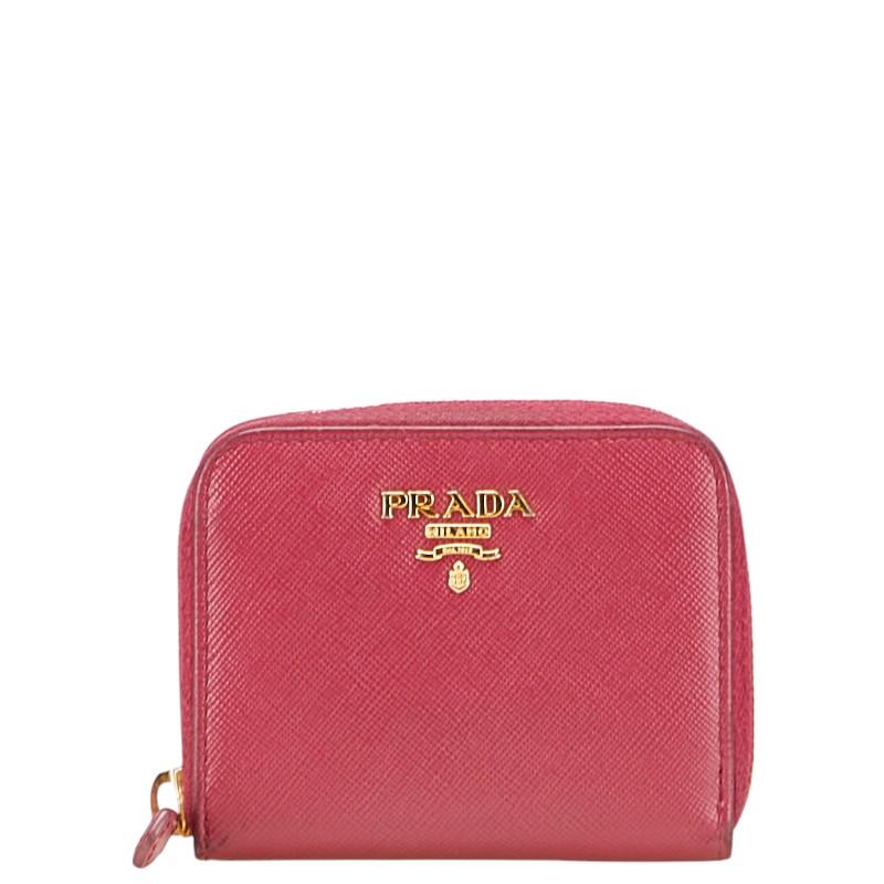 PRADA プラダ ロゴ 二つ折り財布 ピンク サフィアーノレザー  