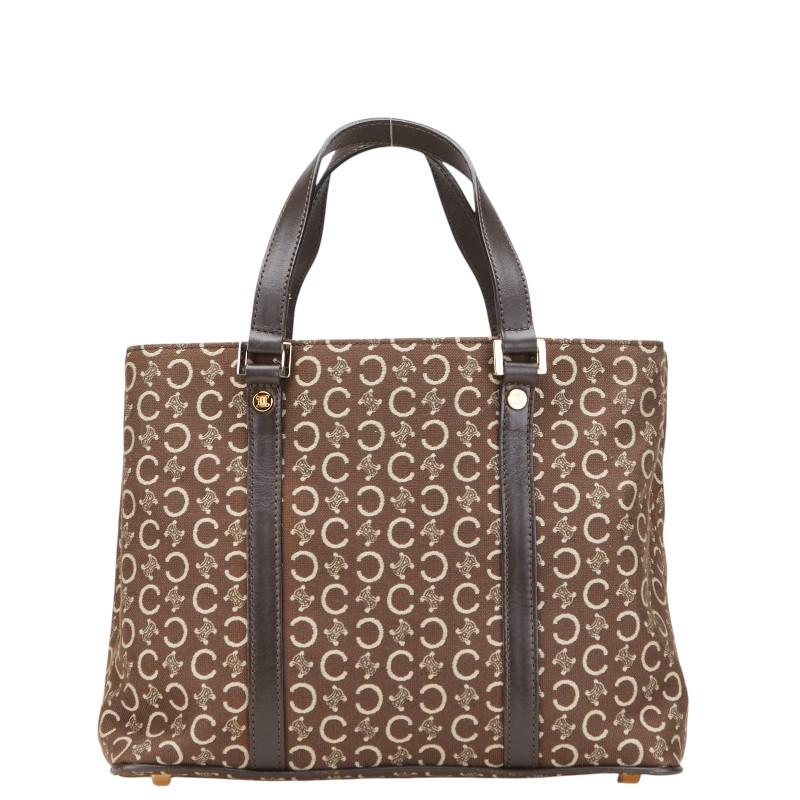セリーヌ Cマカダム ハンドバッグ ブラウン ベージュ キャンバス レザー レディース CELINE 【中古】 CELINE（セリーヌ） Cマカダム ハンドバッグ ブラウン ベージュ