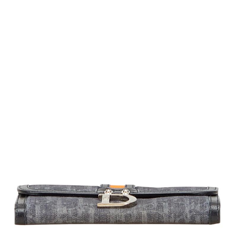 【美品】クリスチャンディオール 二つ折り財布 グレー キャンバス トロッター クリスチャンディオール Christian Dior トロッター キャンバス