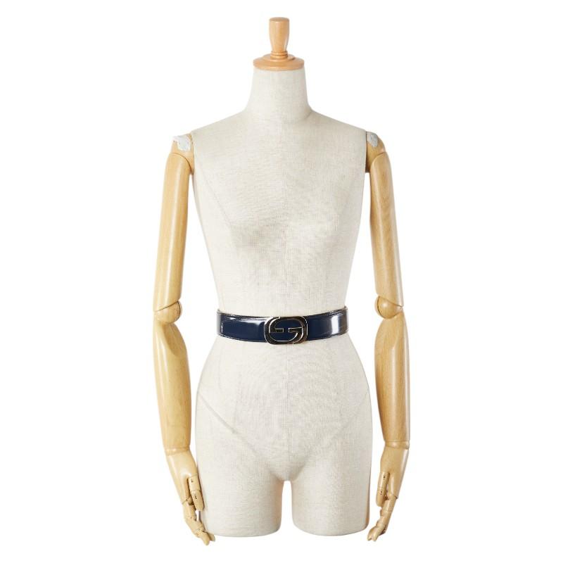 GUCCI（グッチ） GGバックル ベルト サイズ:70/28 ネイビー ホワイト