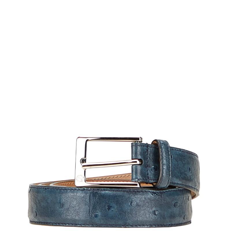 GUCCI グッチ ベルト サイズ:90/36 345658 ネイビー オーストリッチ  