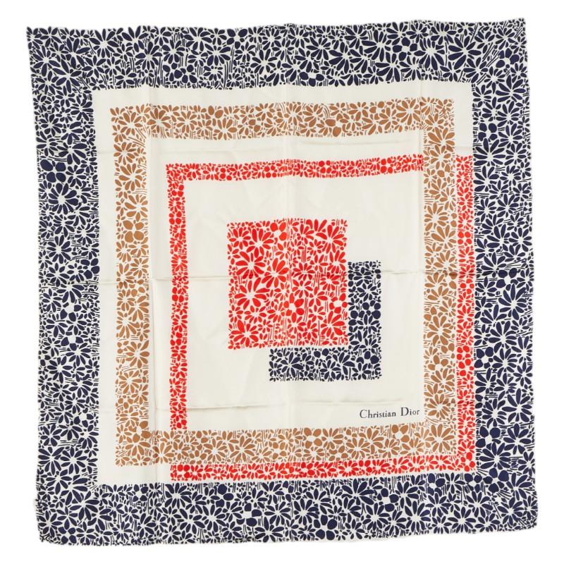 ディオール フラワー 花 モチーフ スカーフ アイボリー マルチカラー