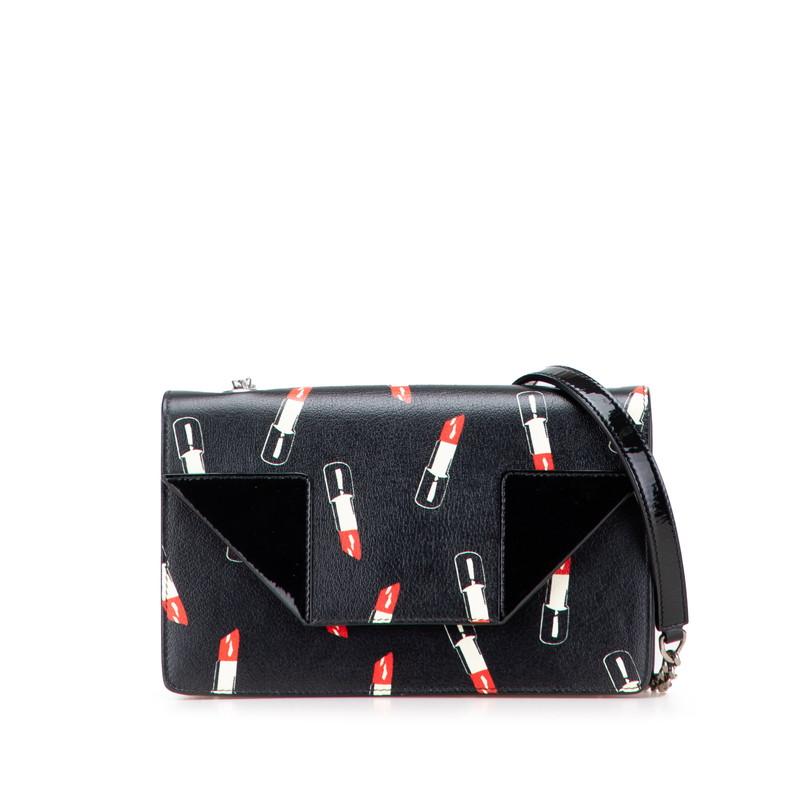 サンローラン リップスティック 口紅 モチーフ チェーン ショルダーバッグ ブラック レザー エナメル レディース SAINT LAURENT 【中古】 ASUS（エイスース） サンローラン リップスティック 口紅 モチーフ