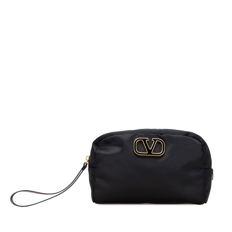 VALENTINO ヴァレンティノ Vロゴ ポーチ ブラック ナイロン