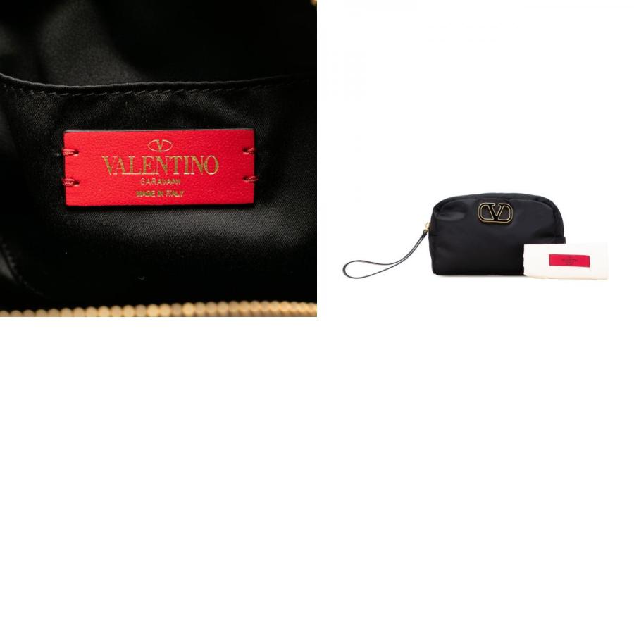 Valentino ブラック ナイロン ポーチ ロゴ付き VALENTINO ヴァレンティノ Vロゴ ポーチ ブラック ナイロン