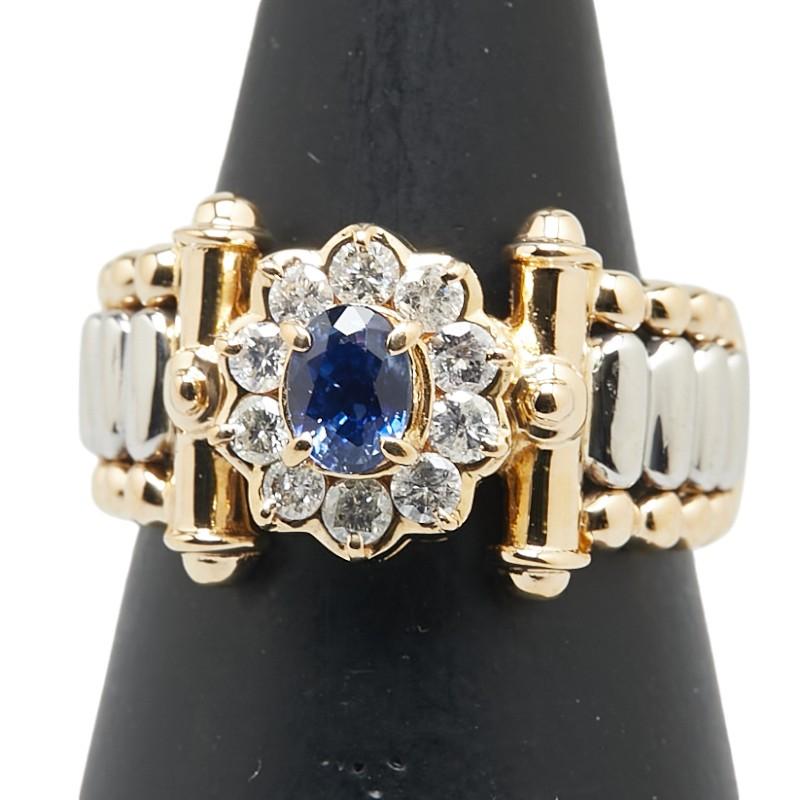 K18WG 天然サファイア 0.34ct 天然ダイヤモンド 0.26ct リング