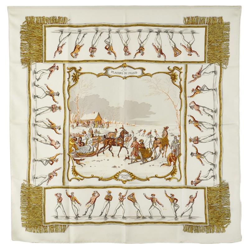 あ*こ様 エルメス スカーフ 氷上の喜び LES PLAISIRS DU FRO HERMES（エルメス） カレ90 LES PLAISIRS DU FROID 氷上の喜び
