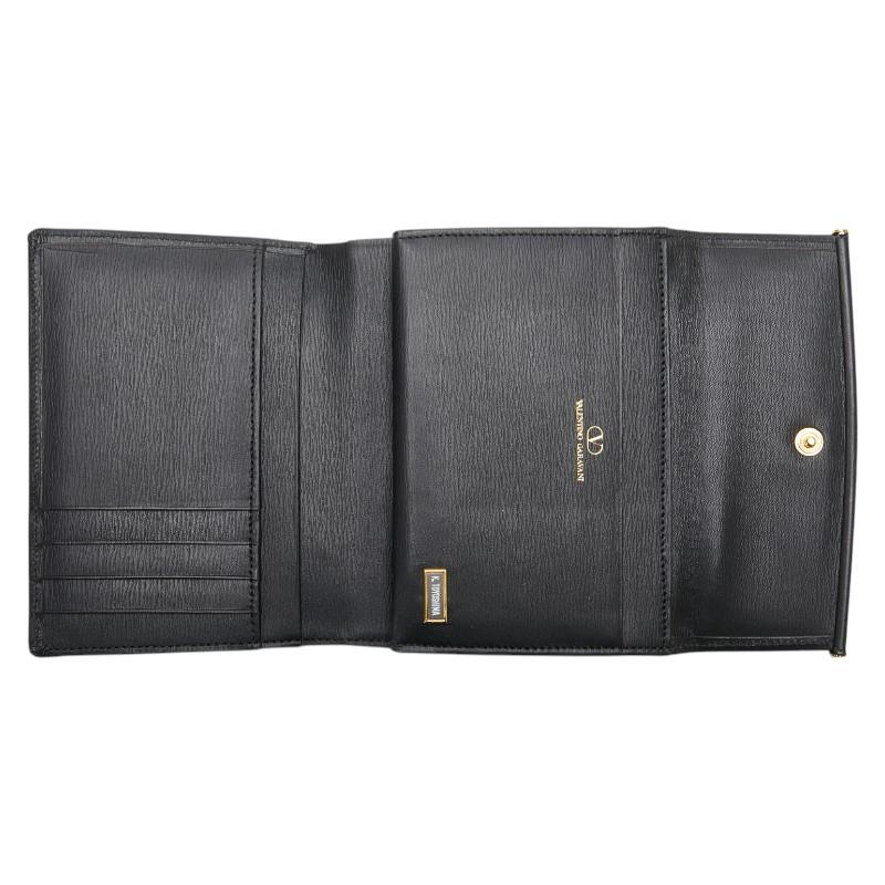 VALENTINO ヴァレンティノ Vロゴ がま口 二つ折り財布 ブラック