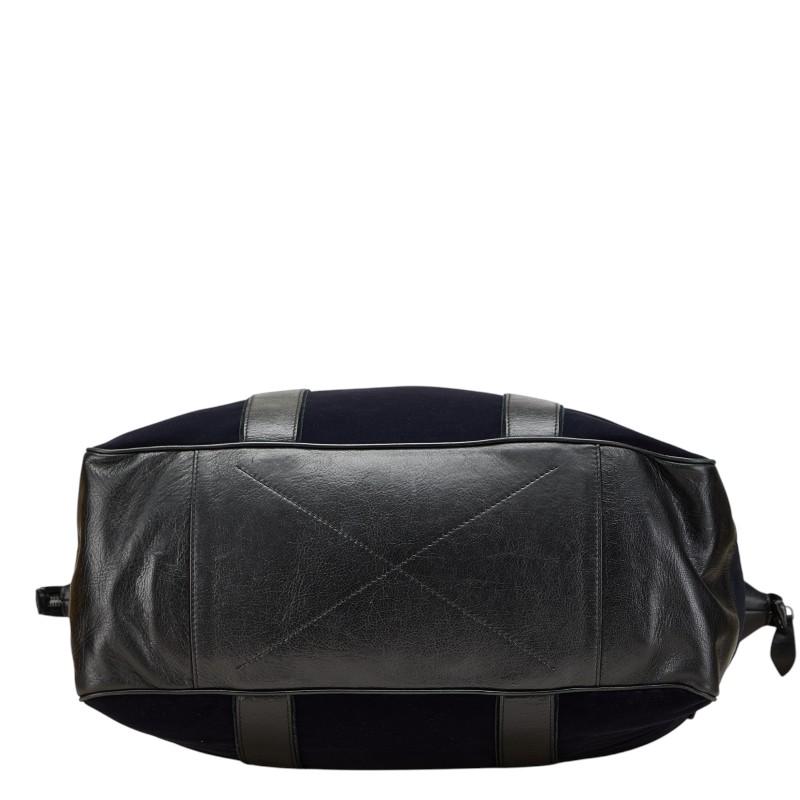 エンポリオ アルマーニ ロゴ ボストンバッグ ネイビー ブラック ポリエステル ナイロン レザー レディース Emporio Armani 【中古】_2