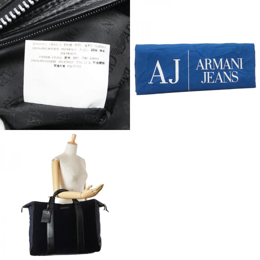 エンポリオ アルマーニ ロゴ ボストンバッグ ネイビー ブラック ポリエステル ナイロン レザー レディース Emporio Armani 【中古】_9