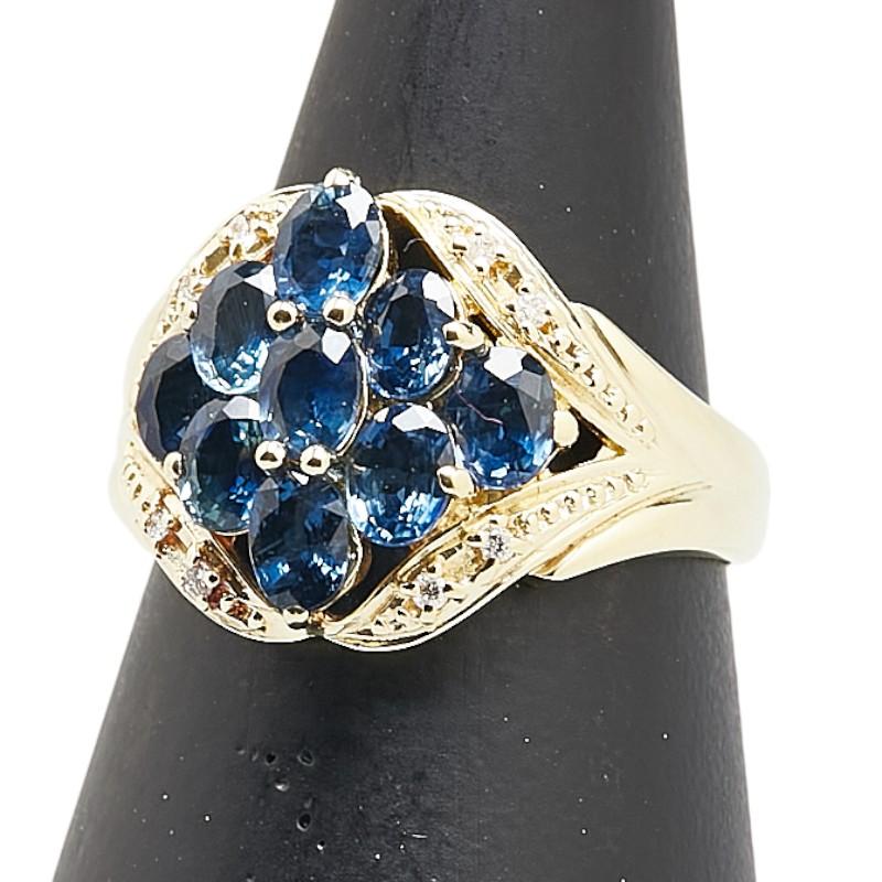 K18YG イエローゴールド サファイア2.10ct ダイヤ0.04ct リング