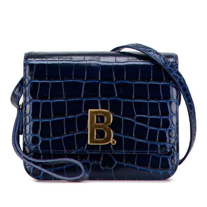 BALENCIAGA（バレンシアガ） Bロゴ クロコ型押し ショルダーバッグ
