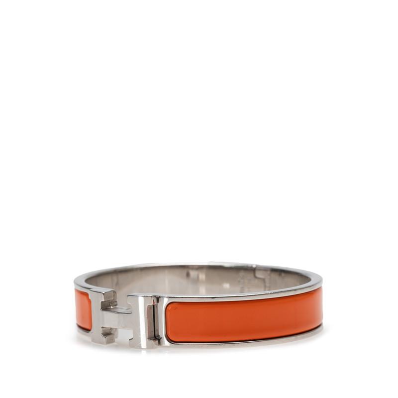HERMES エルメス クリックH PM バングル シルバー オレンジ メタル 