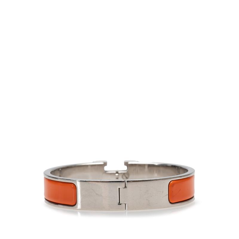 HERMES ブレスレット クリックH バングル PMオレンジ HERMES（エルメス） クリックH PM バングル シルバー オレンジ メタル