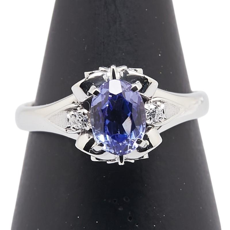 Pt900 プラチナ タンザナイト1.17ct ダイヤ リング 指輪 レディース