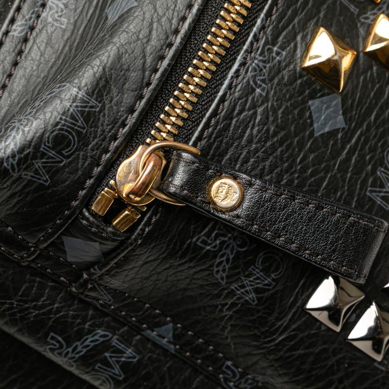 【最終】MCM リュック スタッズ付 ブラック レザー モノグラム ヴィセトス柄 MCM（エムシーエム） エム シー エム ヴィセトス モノグラム スタッズ