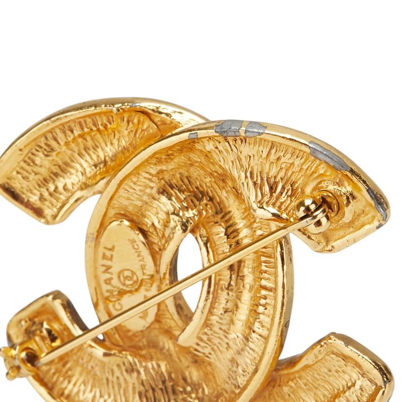 CHANEL シャネル マトラッセ ココマーク ブローチ ゴールド メッキ  
