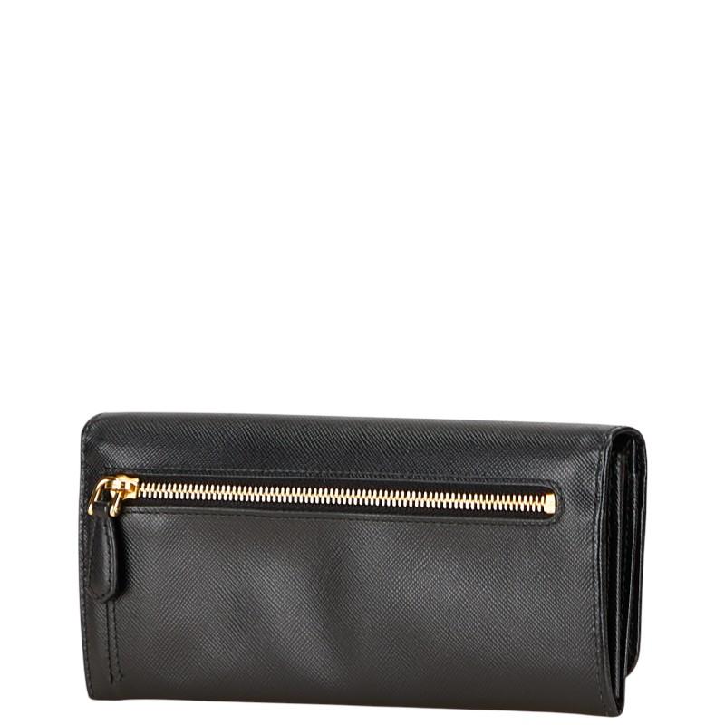PRADA（プラダ） 三角ロゴプレート 長財布 ブラック レザー レディース