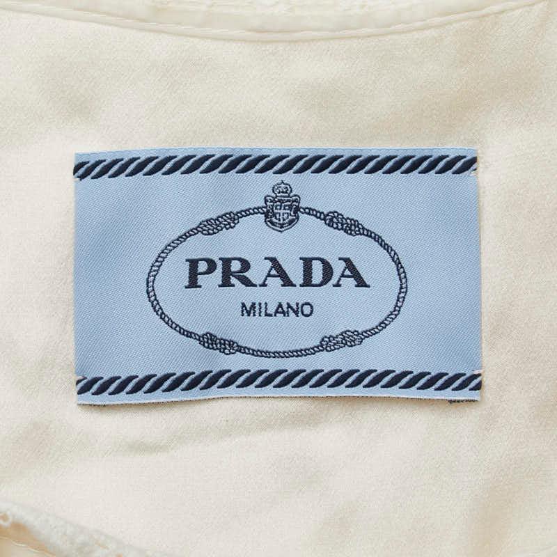 プラダ レース 花柄 ノースリーブワンピース サイズ：38 ホワイト コットン レディース PRADA 【中古】 プラダ レース 花柄 ノースリーブワンピース サイズ：38 ホワイト