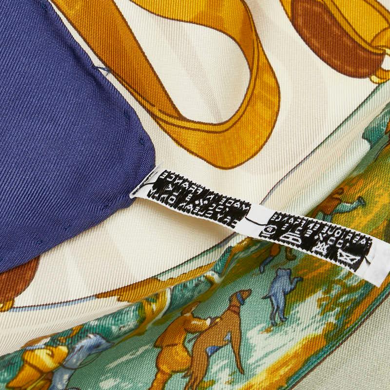 エルメス　カレ 90 エルメスの思い出　シルクスカーフ　ネイビー×ホワイト HERMES（エルメス） カレ90 Memoire d'Hermes エルメスの思い出