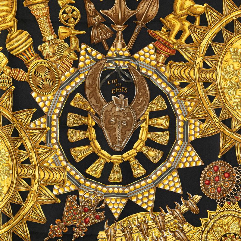 エルメス カレ90 L'OR DES CHEFS 首長達の金 シルク100% HERMES エルメス カレ90 L'OR DES CHEFS 首長達の金 スカーフ