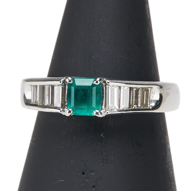 Pt900 プラチナ エメラルド0.43ct ダイヤ0.47ct リング 指輪