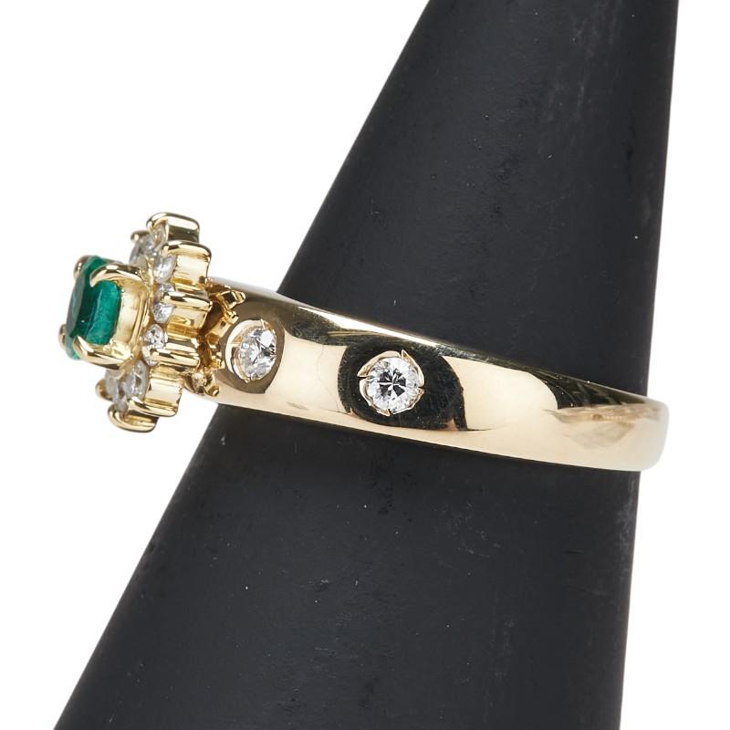 K18YG イエローゴールド エメラルド ダイヤ0.10ct リング 指輪  