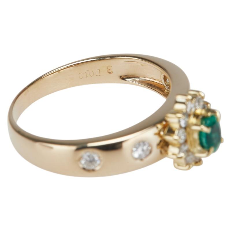 K18YG イエローゴールド エメラルド ダイヤ0.10ct リング 指輪  