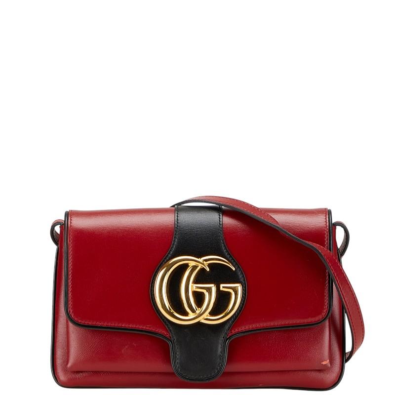 グッチ GGマーモント アリー ショルダーバッグ 550129 レッド ブラック レザー レディース GUCCI 【中古】 GUCCI（グッチ） GGマーモント アリー ショルダーバッグ 550129 レッド