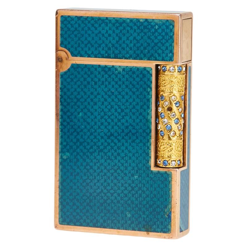 デュポン ガスライター ゴールド グリーン メッキ ラインストーン レディース Dupont 【中古】 デュポン ガスライター ゴールド グリーン メッキ ラインストーン