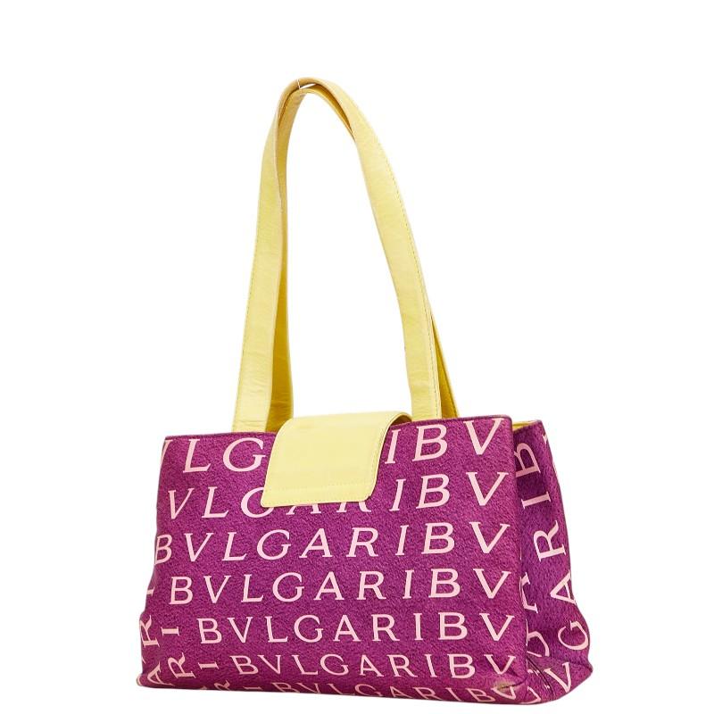 BVLGARI（ブルガリ） ロゴマニア トートバッグ パープル イエロー 