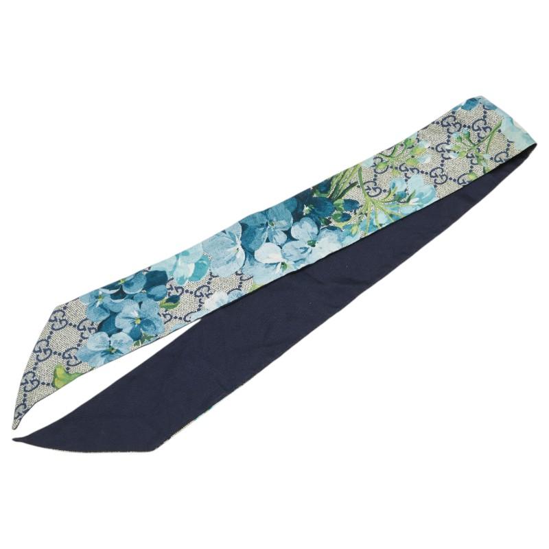 新品未使用　グッチ　スカーフ　　ネックボウ GUCCI グッチ GGブルームス ネックボウ スカーフ ネイビー