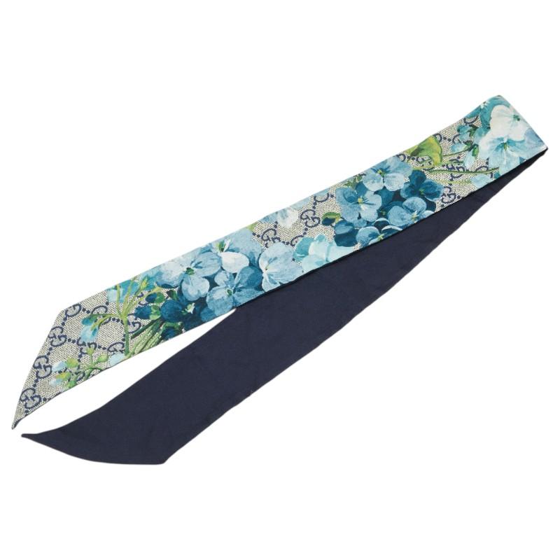 GUCCI グッチ GGブルームス ネックボウ スカーフ ネイビー