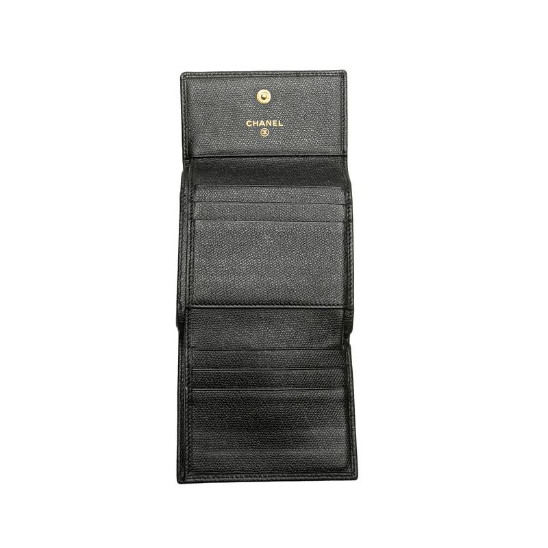 CHANEL（シャネル） ココボタン 三つ折り財布 ブラック レザー