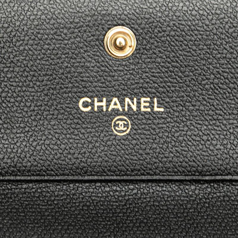 お値下げ中⭐️CHANEL 三つ折り財布 ブラック☆ココボタン CHANEL（シャネル） ココマーク ロゴ ココボタン 三つ折財布 レザー