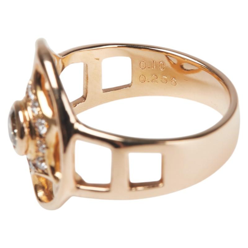 K18PG ピンクゴールド ブラウンダイヤ0.256ct ダイヤ0.18ct リング