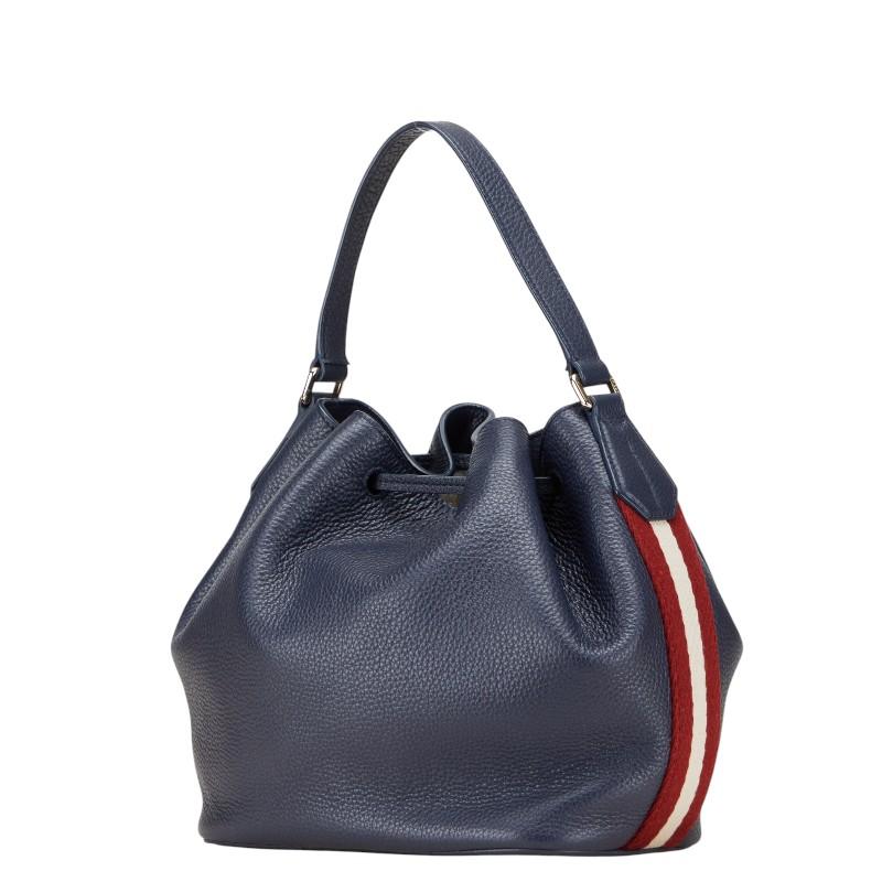 美品 BALLY バリー 2way ビジネスバッグ シボ革 ネイビー ショルダー Bally（バリー） ロゴ ショルダーバッグ ハンドバッグ 2WAY ネイビー